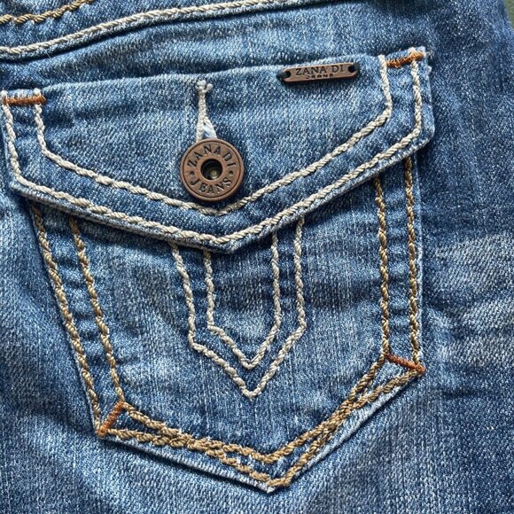 Zana Di Jeans Womens 0 Mini Denim Skirt Flap Pockets Thick Stitch Raw Hem y2k - Picture 7 of 13